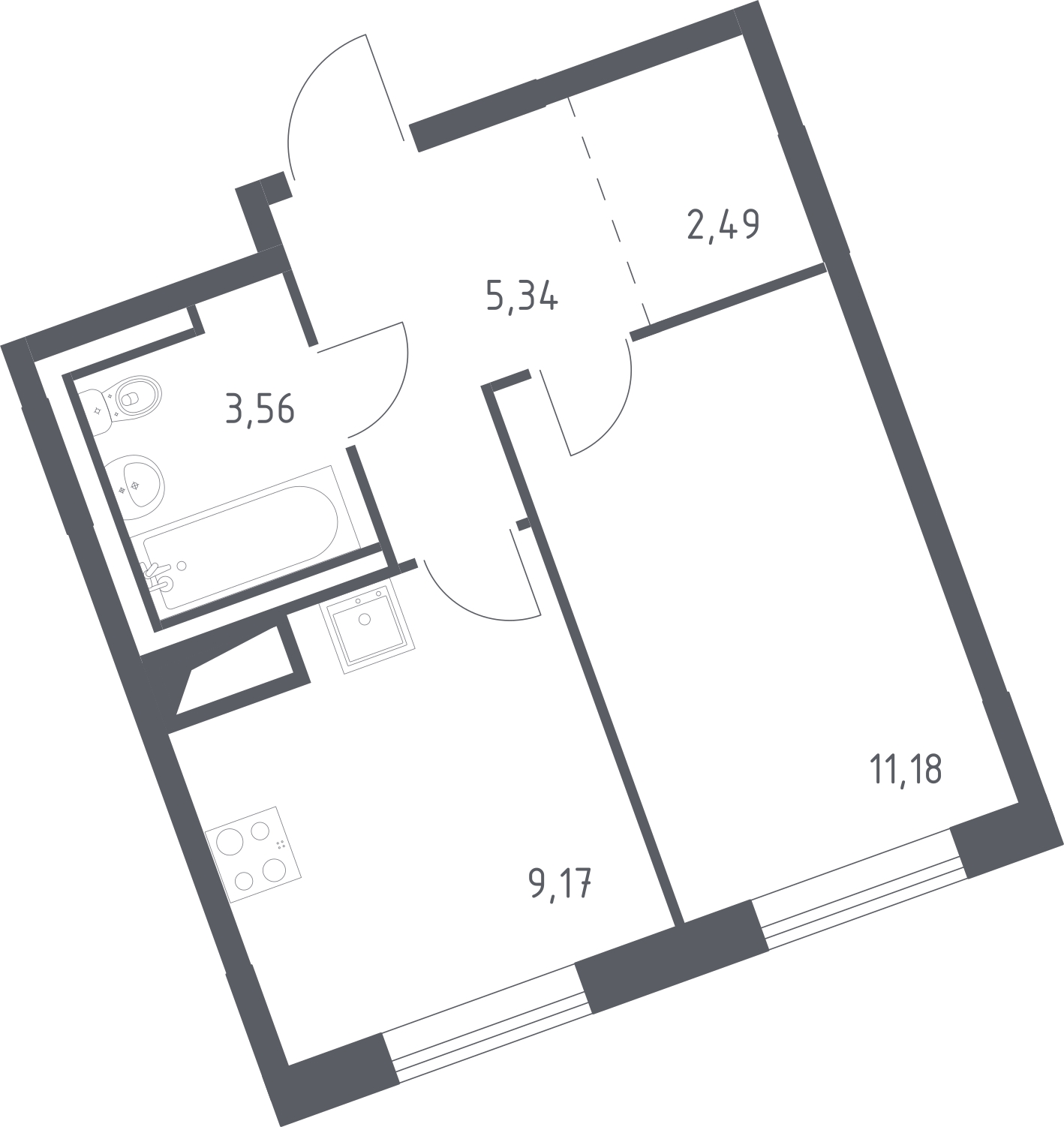 3-комнатная квартира в ЖК Горный квартал на 2 этаже в 1 секции. Сдача в 3 кв. 2026 г.