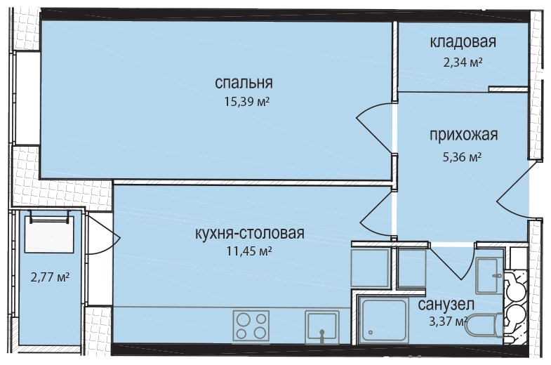 1-комнатная квартира с отделкой в ЖК Государев дом на 2 этаже в 6 секции. Сдача в 1 кв. 2023 г.