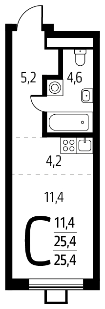 2-комнатная квартира в ЖК Жилой микрорайон Одинбург на 23 этаже в 1 секции. Сдача в 4 кв. 2021 г.