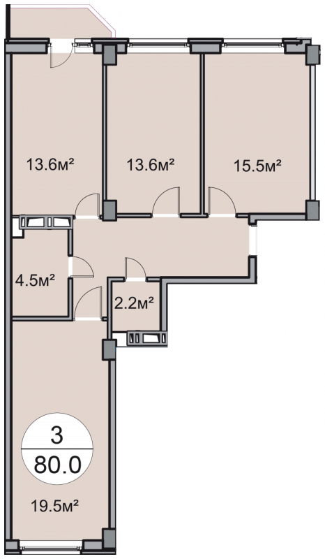 2-комнатная квартира в ЖК Аркада Арт на 4 этаже в 1 секции. Дом сдан.