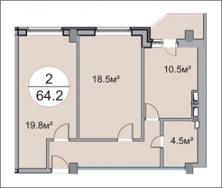 3-комнатная квартира в ЖК Аркада Арт на 6 этаже в 1 секции. Сдача в 1 кв. 2019 г.
