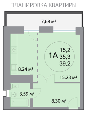 1-комнатная квартира в ЖК Аркада Арт на 4 этаже в 1 секции. Сдача в 1 кв. 2019 г.