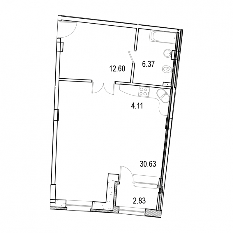 2-комнатная квартира в ЖК Жилой микрорайон Одинбург на 2 этаже в 2 секции. Дом сдан.