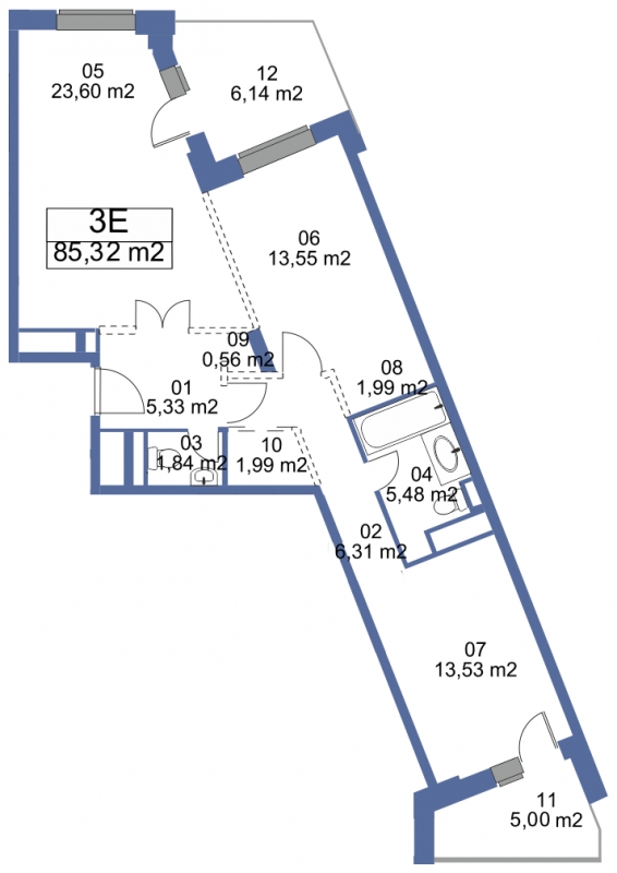 3-комнатная квартира с отделкой в ЖК Баркли Медовая Долина на 7 этаже в 6 секции. Сдача в 2 кв. 2021 г.