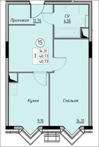 1-комнатная квартира в ЖК Новое Лыткарино на 17 этаже в 1 секции. Сдача в 1 кв. 2021 г.