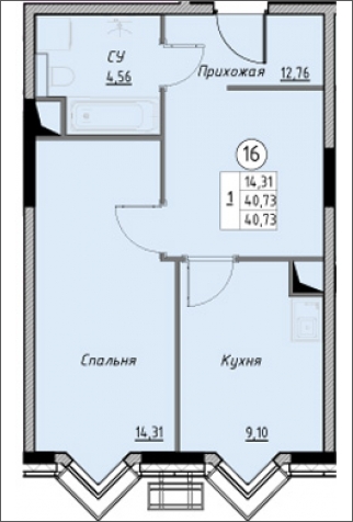 1-комнатная квартира с отделкой в ЖК 28 микрорайон на 16 этаже в 1 секции. Сдача в 4 кв. 2019 г.