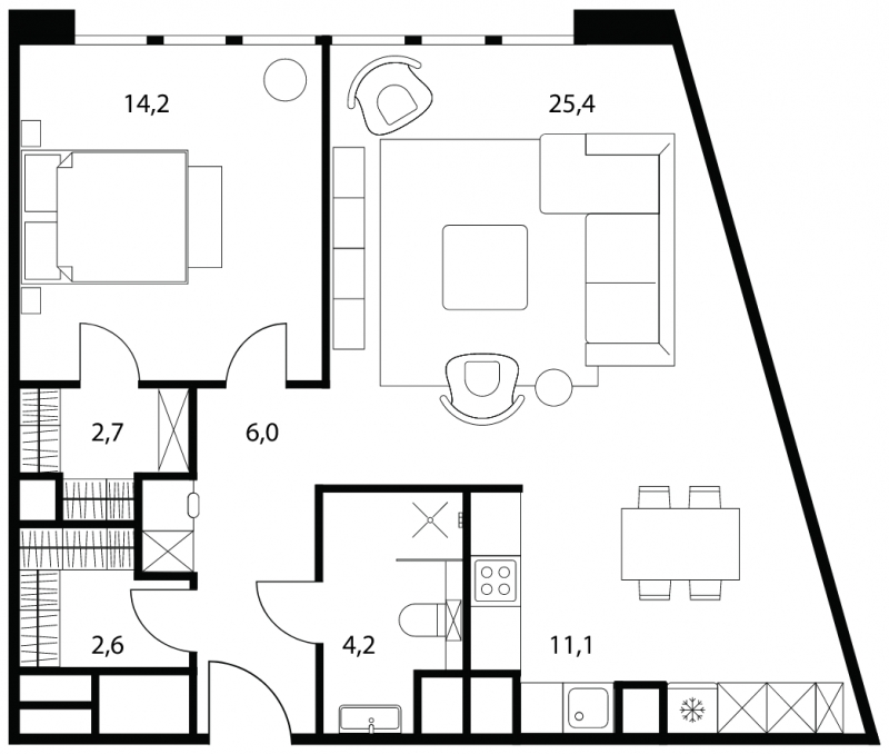 2-комнатная квартира в ЖК Дом на Садовой на 3 этаже в 1 секции. Дом сдан.