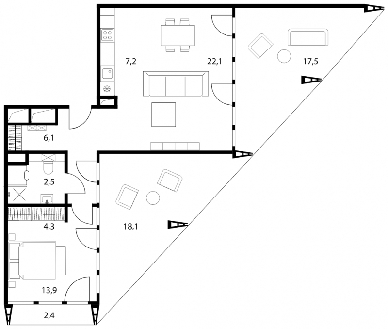 2-комнатная квартира с отделкой в ЖК Карамельный на 5 этаже в 2 секции. Сдача в 4 кв. 2020 г.