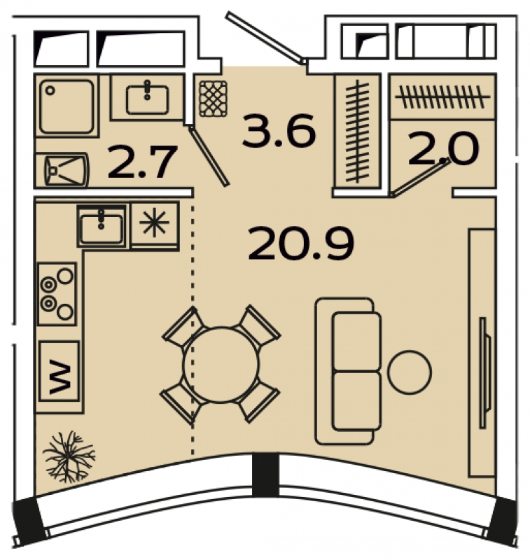 2-комнатная квартира в ЖК Олимп на 9 этаже в 2 секции. Дом сдан.