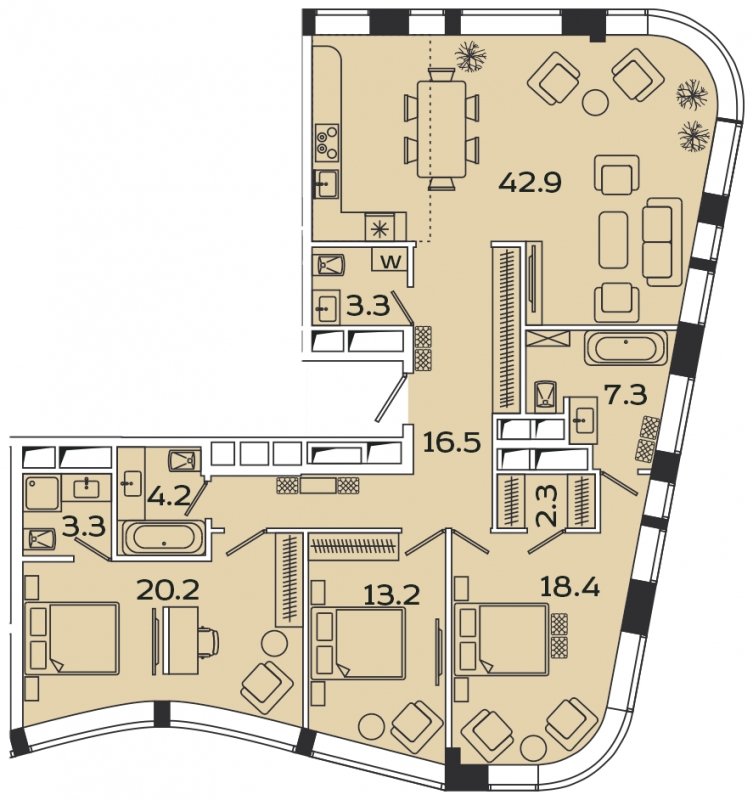 3-комнатная квартира с отделкой в ЖК 28 микрорайон на 18 этаже в 4 секции. Сдача в 4 кв. 2019 г.