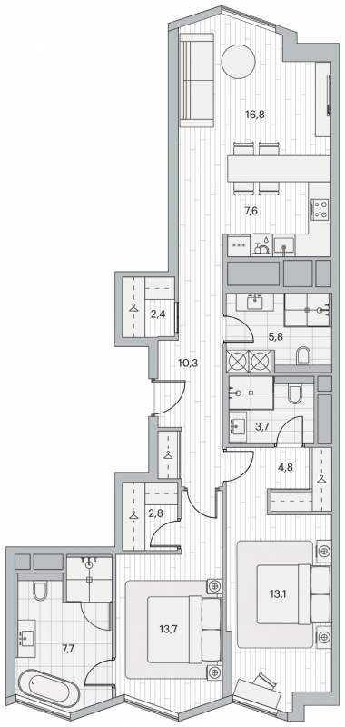 1-комнатная квартира с отделкой в ЖК Аркада Арт на 15 этаже в 1 секции. Сдача в 1 кв. 2019 г.
