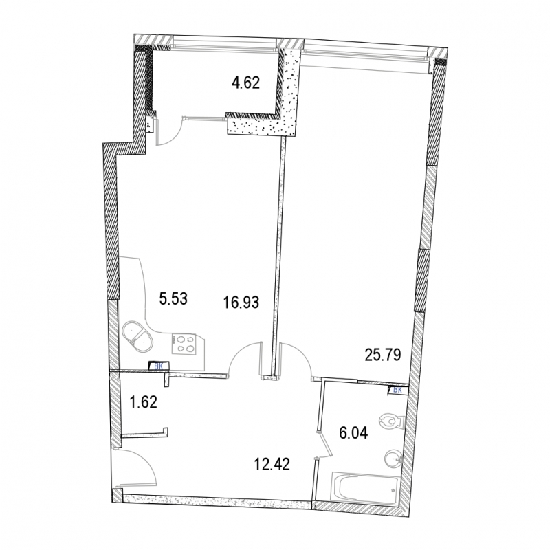 1-комнатная квартира в ЖК Жилой микрорайон Одинбург на 24 этаже в 1 секции. Сдача в 4 кв. 2021 г.