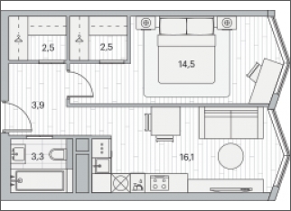3-комнатная квартира с отделкой в ЖК Аркада Арт на 3 этаже в 1 секции. Сдача в 1 кв. 2019 г.
