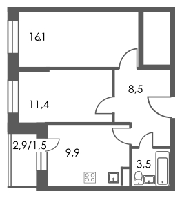 2-комнатная квартира с отделкой в ЖК Аркада Арт на 17 этаже в 1 секции. Сдача в 1 кв. 2019 г.