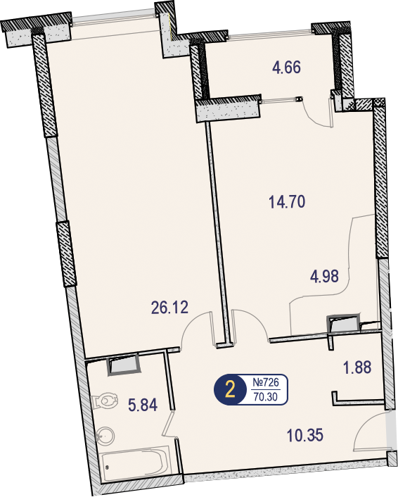 1-комнатная квартира с отделкой в ЖК Столичный на 13 этаже в 5 секции. Сдача в 2 кв. 2023 г.