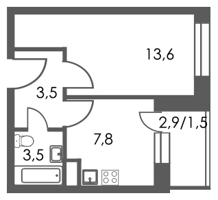 2-комнатная квартира с отделкой в ЖК Карамельный на 7 этаже в 1 секции. Сдача в 4 кв. 2020 г.