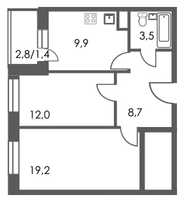 2-комнатная квартира с отделкой в ЖК Любовь и Голуби на 21 этаже в 1 секции. Сдача в 3 кв. 2022 г.