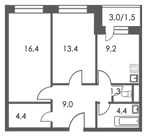 3-комнатная квартира с отделкой в ЖК Аркада Арт на 21 этаже в 1 секции. Сдача в 1 кв. 2019 г.