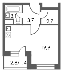2-комнатная квартира с отделкой в ЖК Аркада Арт на 21 этаже в 1 секции. Сдача в 1 кв. 2019 г.