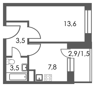 2-комнатная квартира в ЖК Дом на Садовой на 17 этаже в 2 секции. Дом сдан.