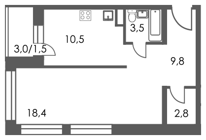 1-комнатная квартира с отделкой в ЖК 28 микрорайон на 14 этаже в 4 секции. Сдача в 4 кв. 2019 г.