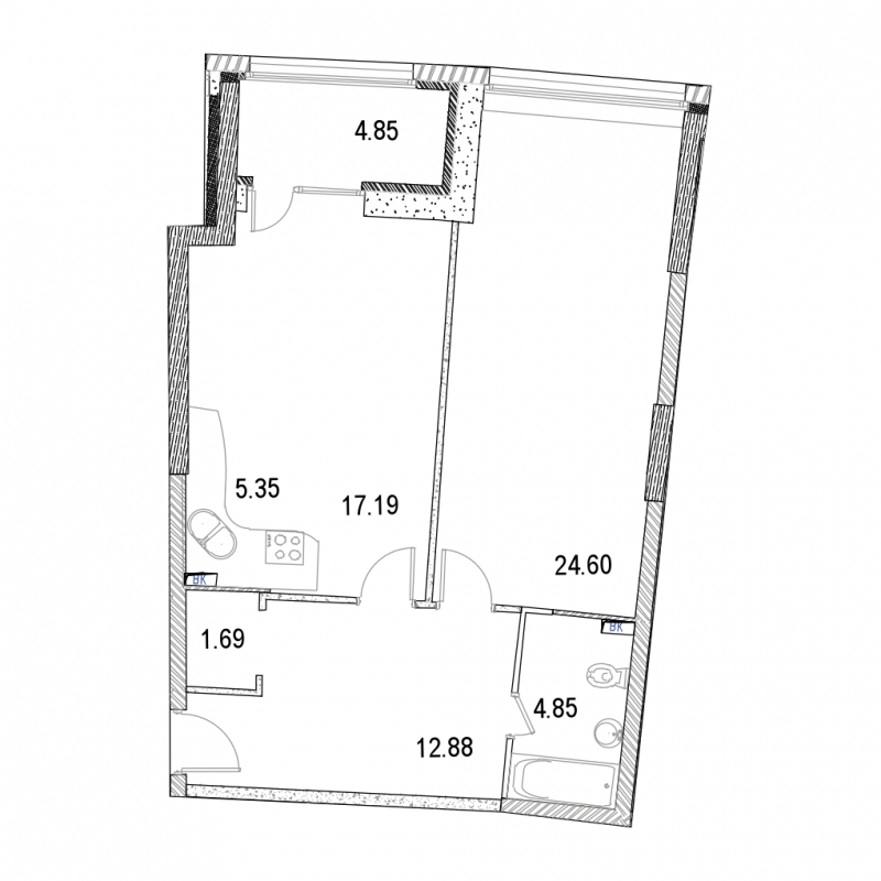 1-комнатная квартира с отделкой в ЖК Жилой микрорайон Одинбург на 24 этаже в 1 секции. Сдача в 4 кв. 2021 г.