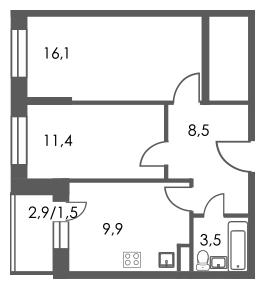 2-комнатная квартира в ЖК Дом на Садовой на 17 этаже в 1 секции. Дом сдан.