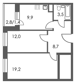 1-комнатная квартира с отделкой в ЖК 28 микрорайон на 19 этаже в 1 секции. Сдача в 4 кв. 2019 г.