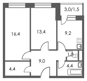 1-комнатная квартира в ЖК Дом на Садовой на 12 этаже в 2 секции. Дом сдан.