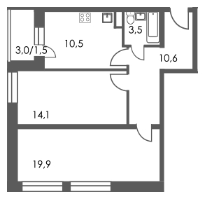 3-комнатная квартира в Микрорайон Центральный на 20 этаже в 1 секции. Дом сдан.