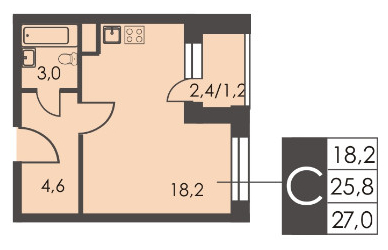 1-комнатная квартира с отделкой в ЖК Карамельный на 9 этаже в 1 секции. Сдача в 4 кв. 2020 г.