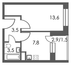 2-комнатная квартира с отделкой в ЖК Датский квартал на 13 этаже в 19 секции. Сдача в 4 кв. 2023 г.