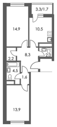 2-комнатная квартира с отделкой в ЖК Датский квартал на 19 этаже в 3 секции. Сдача в 4 кв. 2023 г.