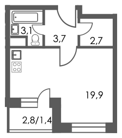 1-комнатная квартира с отделкой в ЖК Ленинский 38 на 18 этаже в 1 секции. Дом сдан.