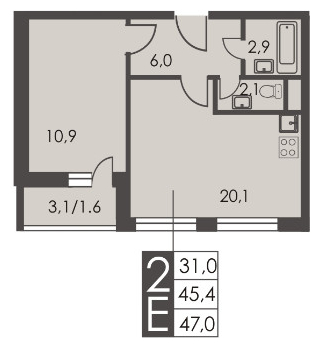 2-комнатная квартира в ЖК Датский квартал на 15 этаже в 20 секции. Сдача в 4 кв. 2023 г.