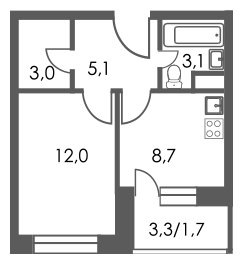 2-комнатная квартира в ЖК Олимп на 3 этаже в 3 секции. Дом сдан.