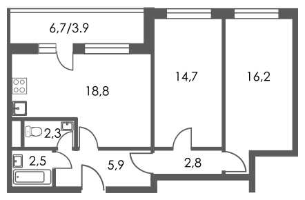 1-комнатная квартира в ЖК Датский квартал на 19 этаже в 4 секции. Сдача в 4 кв. 2023 г.