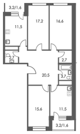 4-комнатная квартира с отделкой в ЖК Карамельный на 25 этаже в 1 секции. Сдача в 4 кв. 2020 г.