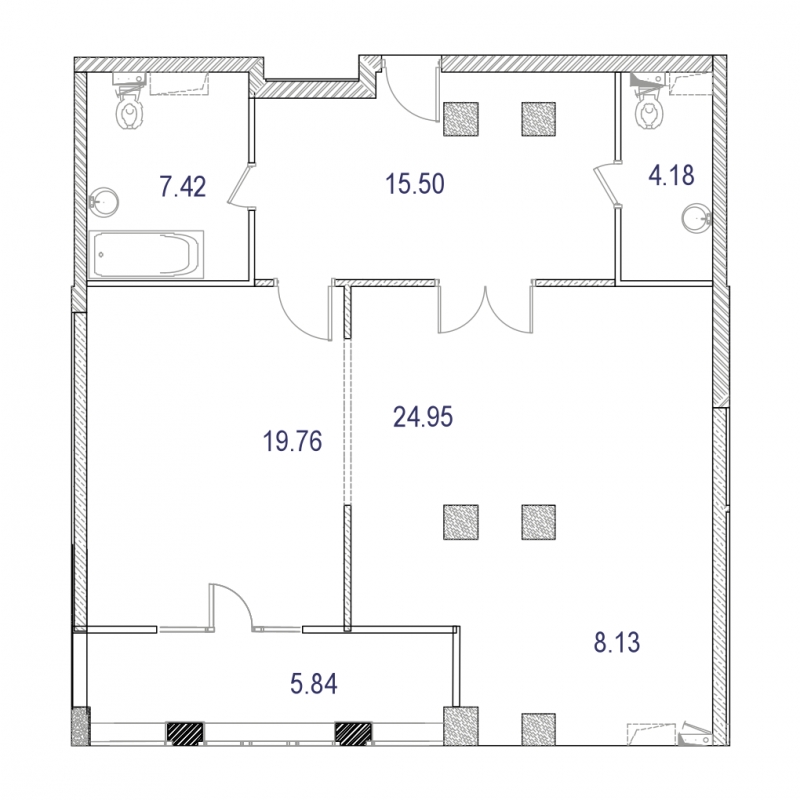 3-комнатная квартира с отделкой в ЖК Столичный на 14 этаже в 2 секции. Сдача в 2 кв. 2023 г.