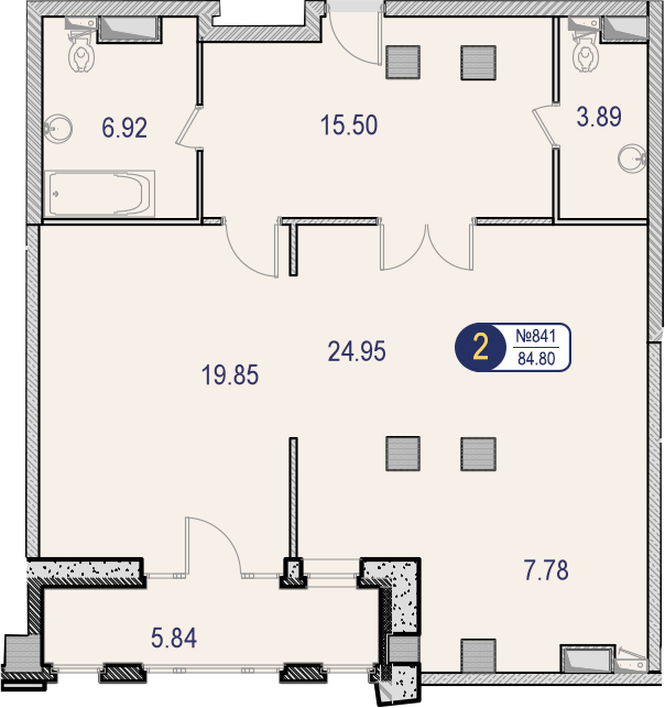 3-комнатная квартира с отделкой в МФК Маршал на 13 этаже в 1 секции. Дом сдан.