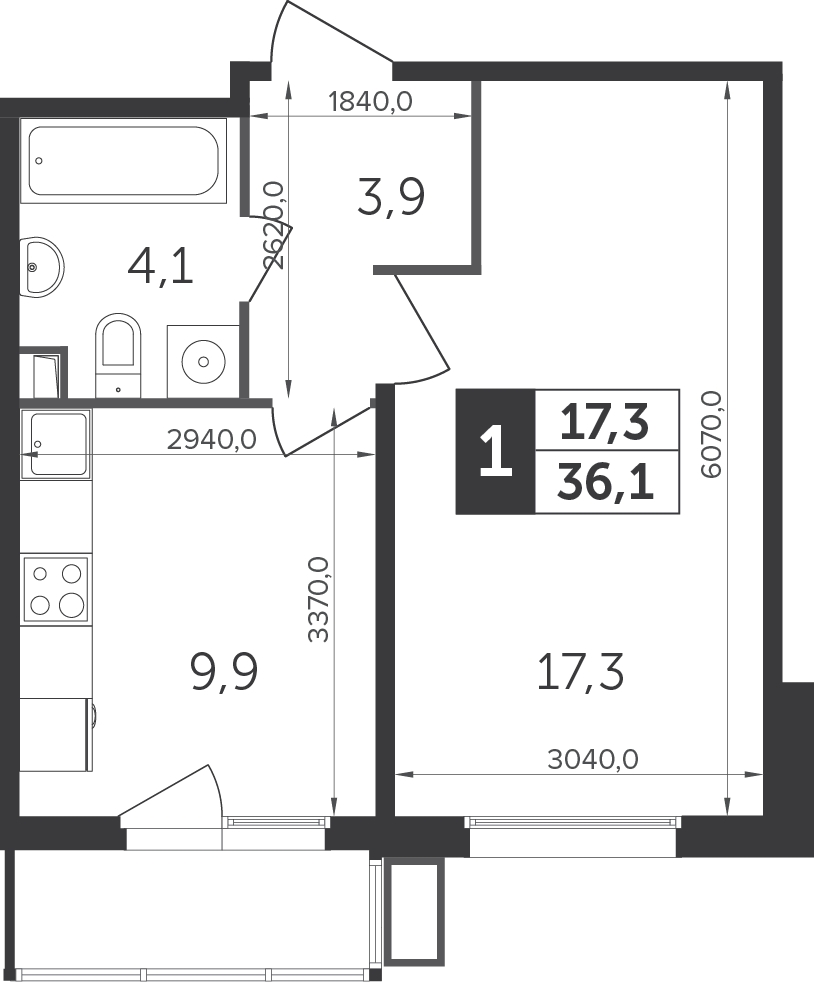 1-комнатная квартира с отделкой в ЖК Датский квартал на 10 этаже в 4 секции. Сдача в 1 кв. 2022 г.