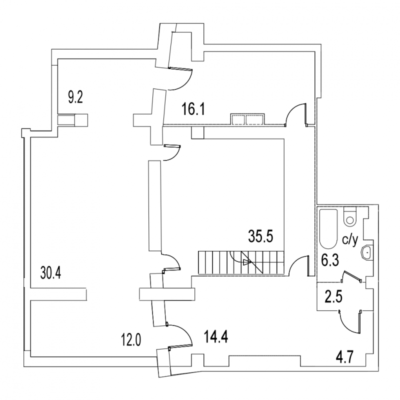 1-комнатная квартира в ЖК Жилой микрорайон Одинбург на 4 этаже в 1 секции. Сдача в 2 кв. 2025 г.