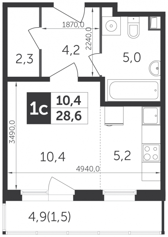 3-комнатная квартира с отделкой в ЖК Карамельный на 14 этаже в 1 секции. Сдача в 4 кв. 2020 г.