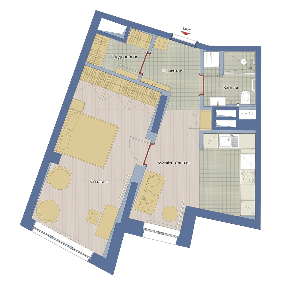 3-комнатная квартира в ЖК Жилой микрорайон Одинбург на 5 этаже в 1 секции. Сдача в 2 кв. 2025 г.