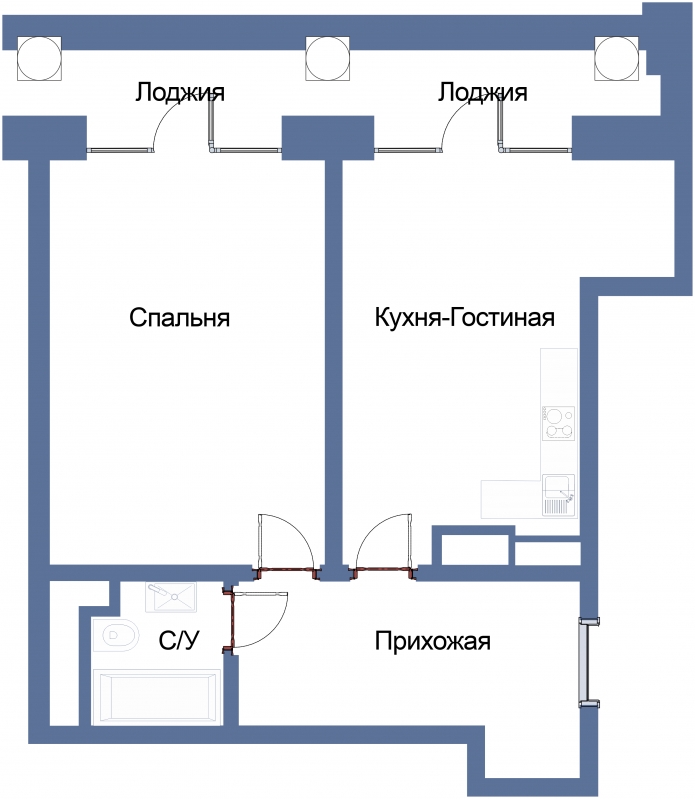 1-комнатная квартира (Студия) в ЖК Sky Skolkovo на 12 этаже в 1 секции. Дом сдан.
