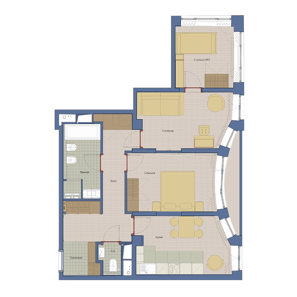 2-комнатная квартира в ЖК Жилой микрорайон Одинбург на 5 этаже в 1 секции. Сдача в 2 кв. 2025 г.