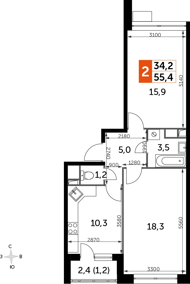 1-комнатная квартира (Студия) с отделкой в ЖК Карамельный на 5 этаже в 1 секции. Сдача в 4 кв. 2020 г.