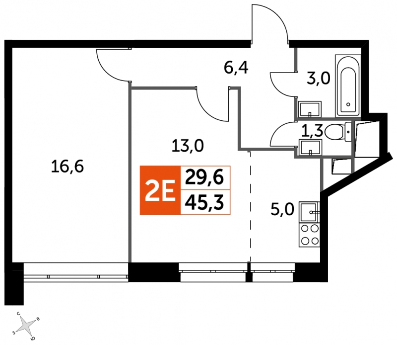 2-комнатная квартира с отделкой в ЖК Датский квартал на 21 этаже в 4 секции. Сдача в 1 кв. 2022 г.