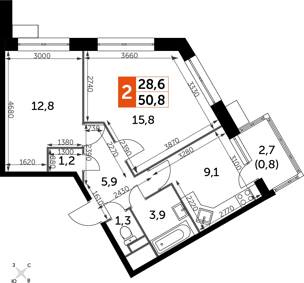 2-комнатная квартира с отделкой в ЖК Датский квартал на 20 этаже в 6 секции. Сдача в 1 кв. 2022 г.
