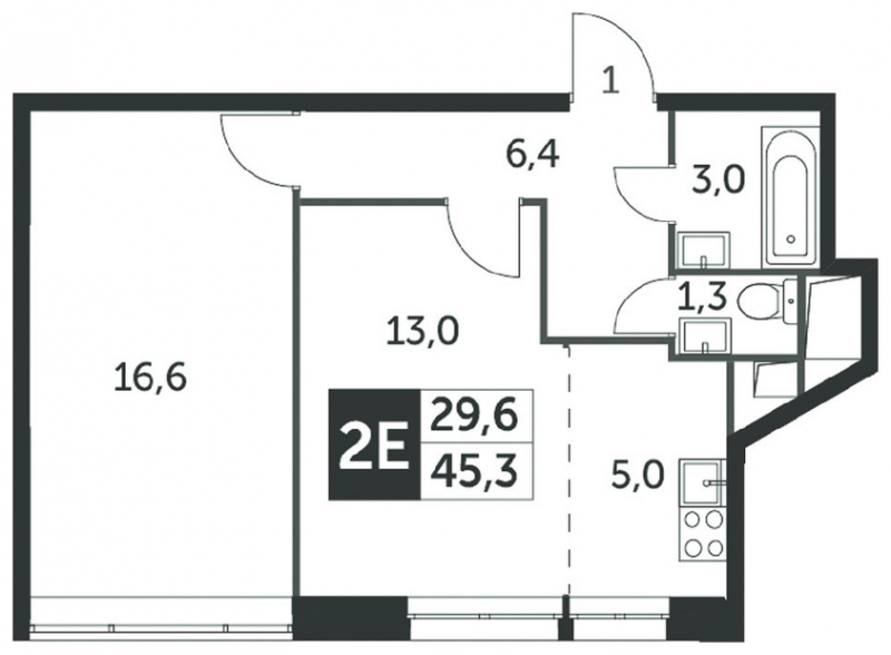 2-комнатная квартира в ЖК Датский квартал на 15 этаже в 18 секции. Сдача в 4 кв. 2023 г.